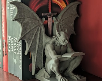 Gargoyle Bookend – The Knight and the Moth Inspired Library Decor, Book Guardian