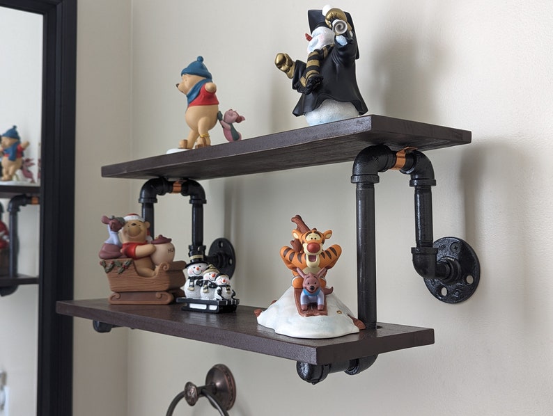Double Stack Shelf Urban Solid Wood Double Stack Shelving With Black Iron Brackets - Etsy