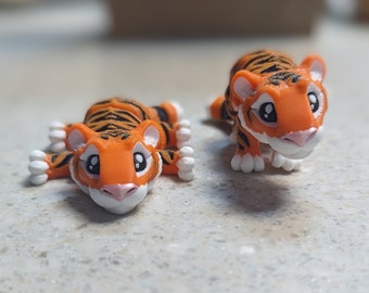 Cute Tiger - Flexible Figure - 3D printed and articulated toy, sensory toy, fidget toy, articulated tiger, party gift, stocking stuffer