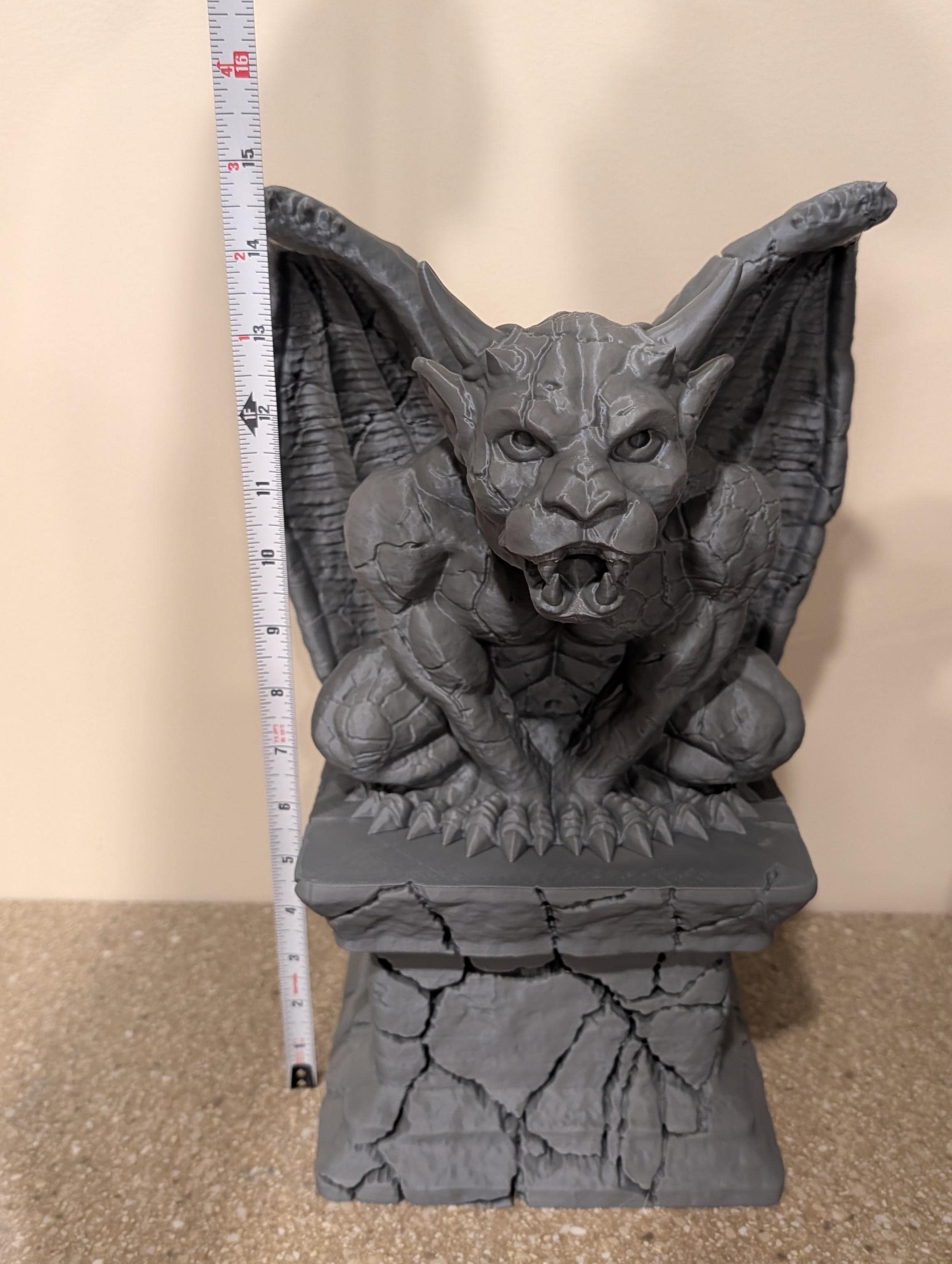 Gothic Gargoyle Statue – Detailed Library, Shelf, Bookcase, or
