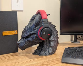 Dragon Headphone Stand / Holder - Shelf Decor, Library Decor, Fantasy Decor, Desk Decor, Headphone Storage / Keeper Wall Mountable