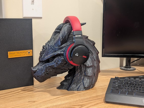 Dragon Headphone Stand / Holder - Shelf Decor, Library Decor, Fantasy Decor, Desk Decor, Headphone Storage / Keeper Wall Mountable