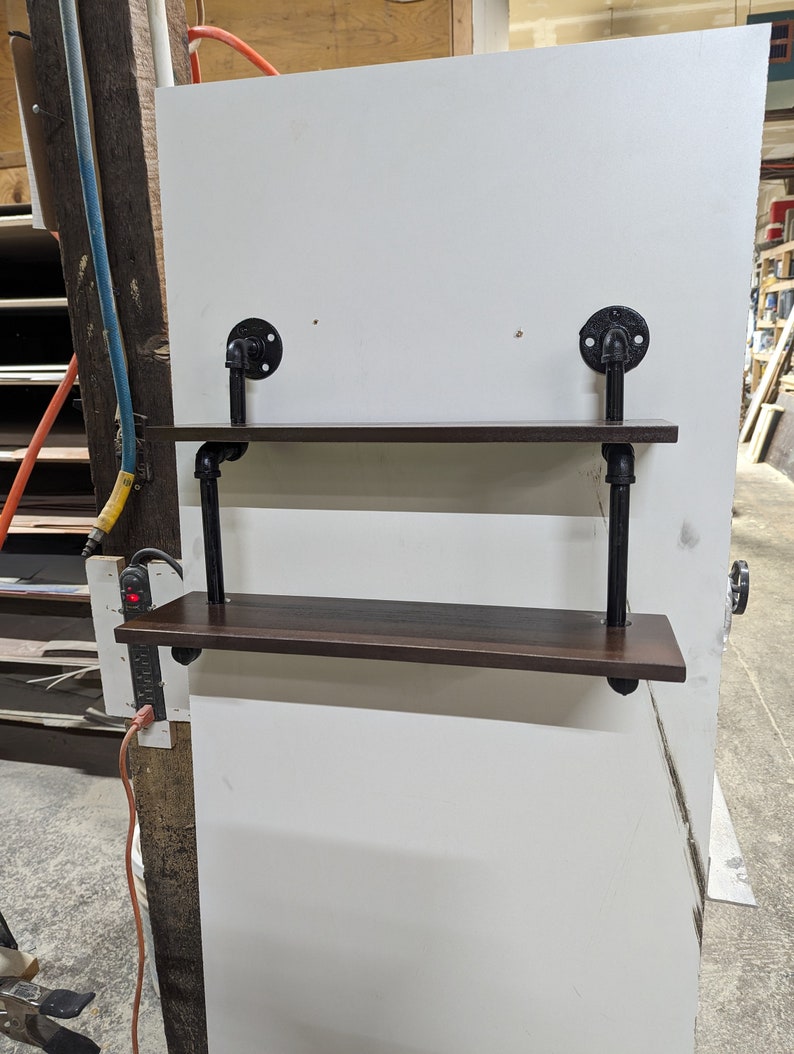Double Stack Shelf Urban Solid Wood Double Stack Shelving With Black Iron Brackets - Etsy