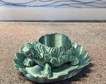 Cute Turtle Pot with Tray - 3D Printed