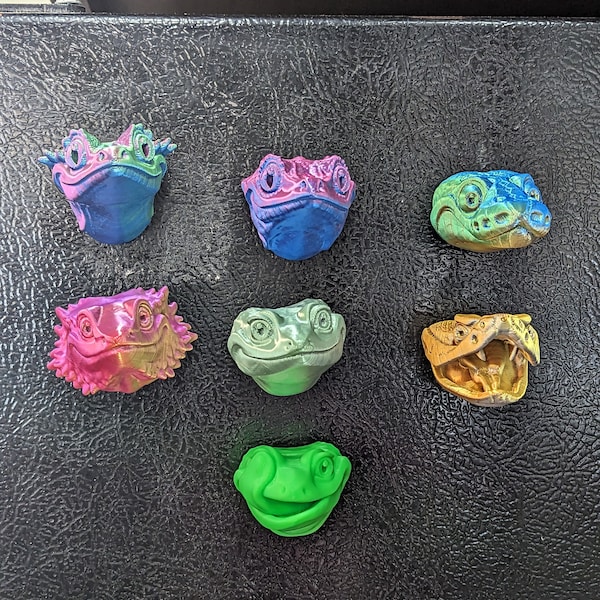 Reptile Head Magnets for Fridges, Office Cabinets, and Toolboxes - 3D Printed