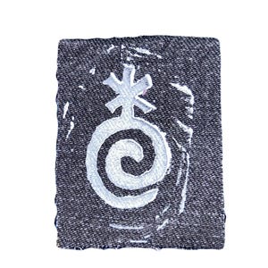 Mystery Fabric Hand Printed/Carved Lino Patches! White ink version
