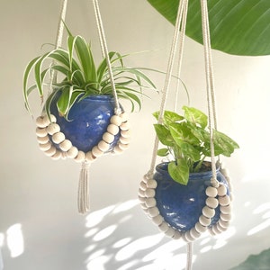 Beaded macrame plant hanger, boho decor