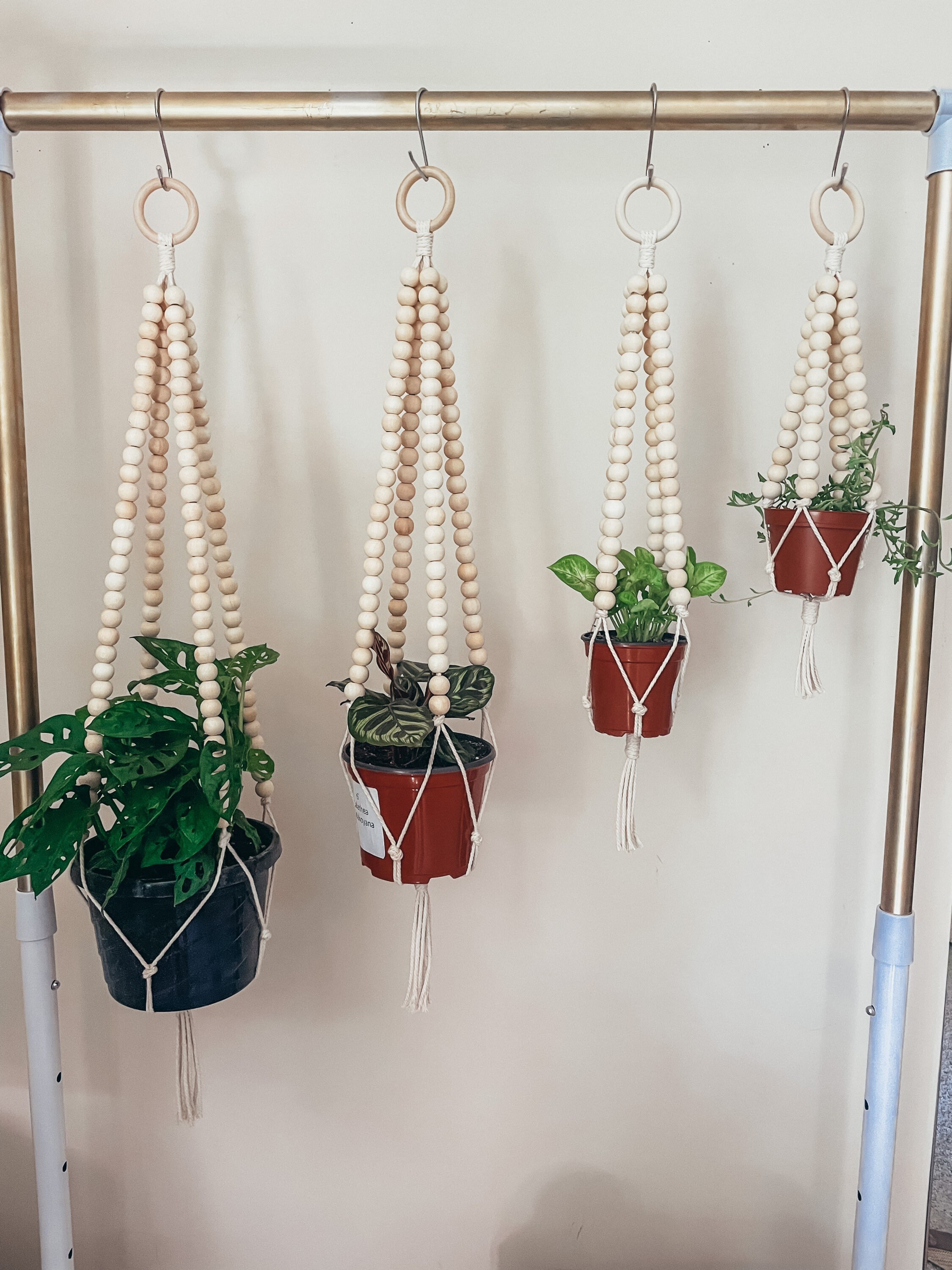 Natürliche Holz Perlen Pflanzenaufhänger | Etsy