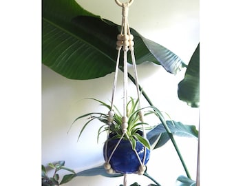 Beaded Macrame plant hanger, boho decor