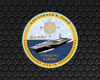 US Navy USS Gerald R. Ford CVN-78 Aircraft Carrier - Patch Pin Logo Decal Emblem Crest Insignia - Digital Svg Vector Cricut File