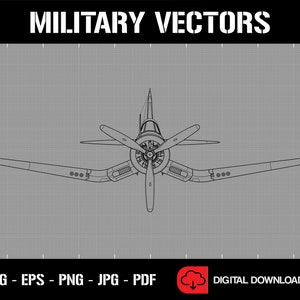 Vought F4U-1 Corsair Fighter Aircraft Line Drawing Blueprint Outline Silhouette - Digital Vector Cricut Cut File .svg .eps .png .jpg