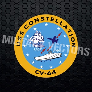 USS Constellation (CV-64) Vliegdekschip - Patch Pin Logo Decal Embleem Crest Insignia - Digitale SVG Eps Png Vector Cricut Bestand