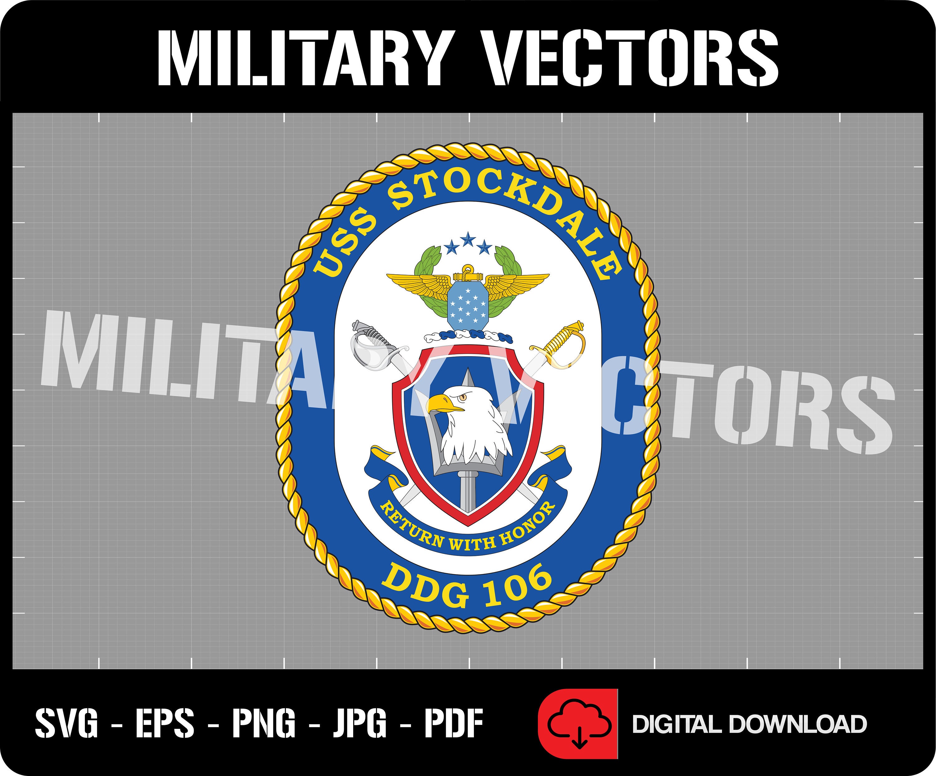 USS Stockdale DDG106 U.S. Navy Destroyer Ship's Crest Logo Decal