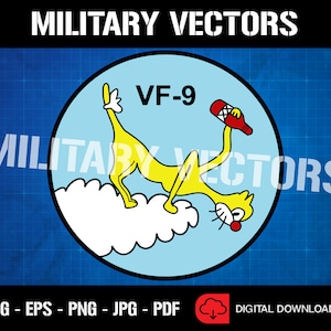 U.S. Navy Fighter Squadron 9 (VF-9) - USN Patch Logo Decal Emblème Crest Insignia - Fichier d’image vectorielle numérique SVG Eps PNG