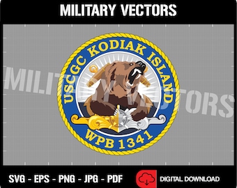 USCGC Kodiak Island (WPB-1341) - U.S. Coast Guard Cutter Ship - Patch Pin Logo Decal Emblem Crest Insignia - Digital SVG Vector Cricut File