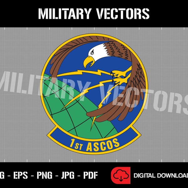 1st Air and Space Communications Squadron (1st ASCOS) - (USAF) -Patch Pin Logo Decal Emblem Crest Insignia - Digital SVG Vector Cricut File