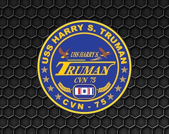 US Navy USS Harry S. Truman CVN-75 Aircraft Carrier - Patch Pin Logo Decal Emblem Crest Insignia - Digital Eps Vector Cricut File
