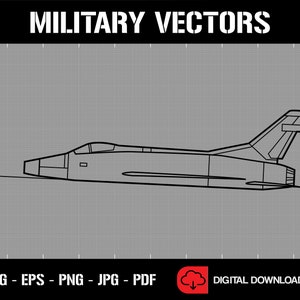 F-100 Super Säbel Jet Line Zeichnung Bauplan Silhouette - Digital Vector Cricut Cut File .svg .eps .png