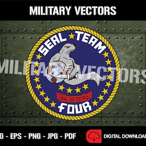 U.S. Navy SEAL Team 4 - Naval Special Warfare Command (NSWC) - Patch Pin Logo Decal Emblem Crest Insignia - Digital SVG Vector Cricut File