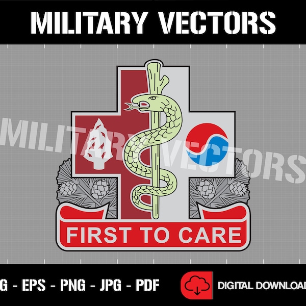 U.S. Army 14th Field Hospital - Medical Corps Patch Logo Decal Emblem Crest Insignia - Digital SVG Cricut Vector Cnc Cut File