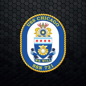 USS Chicago (SSN-721) Submarino de ataque - Patch Logo Decal Emblem Crest Insignia - Arquivo Digital Svg Vector Cricut