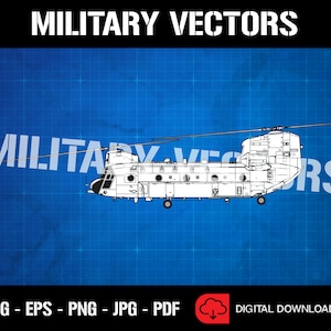 Diagrama de projeto de helicóptero militar CH-47 Chinook - logotipo decalque emblema crista insígnia - arquivo de desenho vetorial SVG digital
