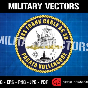 USS Frank Cable (AS-40) - Buque Submarino de la Armada de los Estados Unidos - Insignia de la cresta del emblema del emblema del logotipo del pin del parche - Archivo digital SVG Vector Cricut