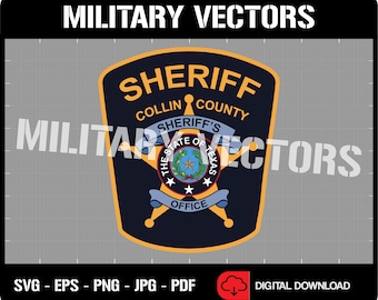 Oficina del Sheriff del Condado de Collin - Aplicación de la ley - Insignia de la cresta del emblema de la calcomanía del logotipo del parche - Archivo digital SVG Vector Cricut