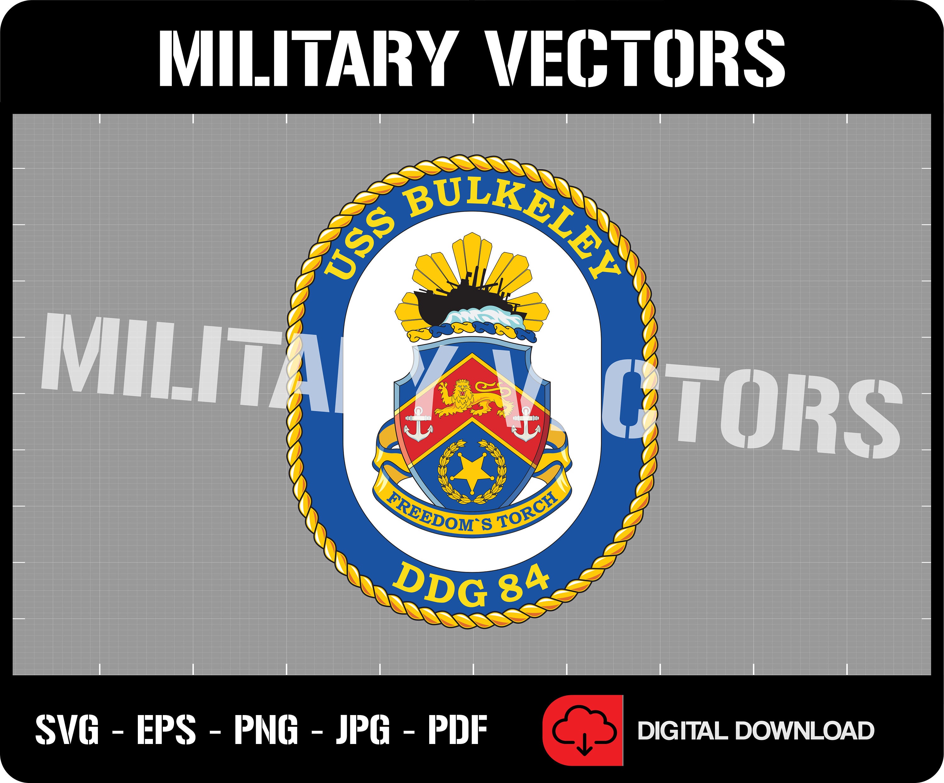 USS Bulkeley DDG-84 US Navy Destoyer - Patch Pin Logo Decal Emblem ...