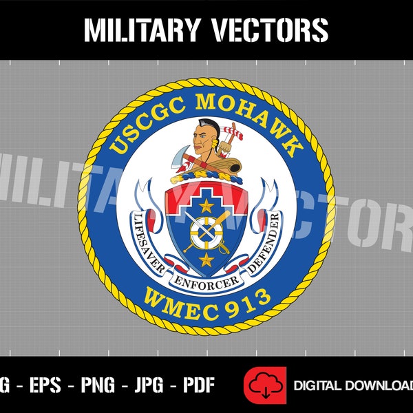 USCGC Mohawk (WMEC-913) - U.S. Coast Guard Cutter Ship - Patch Pin Logo Decal Emblem Crest Insignia - Digital SVG Vector Cricut File