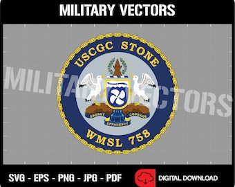 USCGC Stone (WMSL-758) - U.S. Coast Guard Cutter Ship - Patch Pin Logo Decal Emblem Crest Insignia - Digital SVG Vector Cricut File