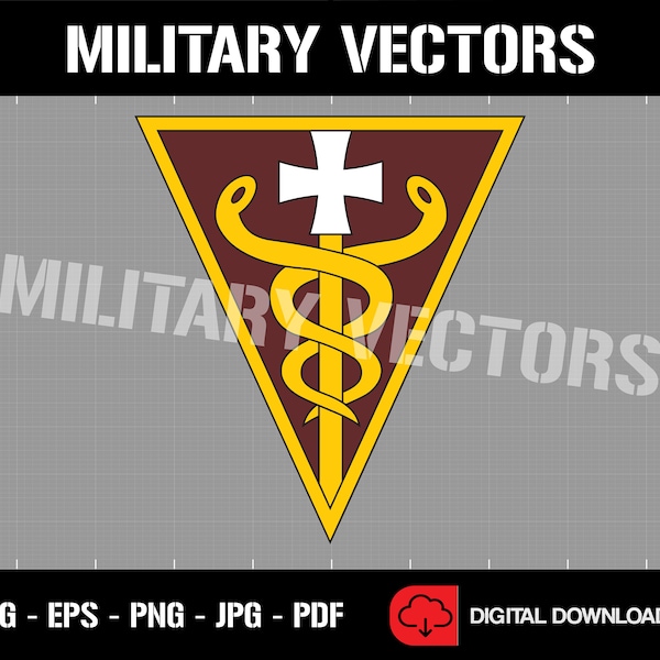 U.S. Army 3rd Medical Command - Medical Corps Patch Logo Decal Emblem Crest Insignia - Digital SVG Cricut Vector Cnc Cut File