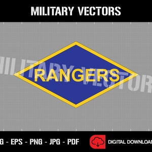 Può includere: Una toppa blu a forma di rombo con un bordo giallo e la parola "RANGERS" in lettere gialle.