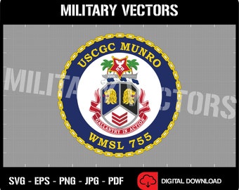 USCGC Munro (WMSL-755) - U.S. Coast Guard Cutter Ship - Patch Pin Logo Decal Emblem Crest Insignia - Digital SVG Vector Cricut File