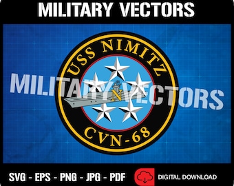 USS Nimitz CVN-68 Aircraft Carrier - U.S. Navy - Patch Pin Logo Decal Emblem Crest Insignia - Digital SVG Vector Cricut File