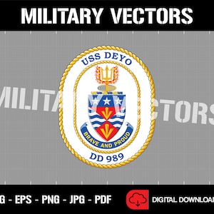 USS Deyo DD-989 US Navy Destroyer - Patch Logo Decal Emblem Crest Insignia - Digital Svg Eps Png Jpg Pdf Vector Cricut File