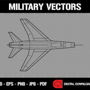 F-100 Super Säbel Jet Line Zeichnung Bauplan Silhouette - Digital Vector Cricut Cut File .svg .eps .png
