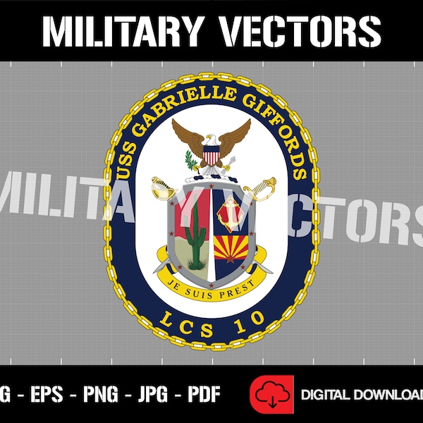 USS Gabrielle Giffords LCS-10 - U.S. Navy Littoral Combat Ship Patch Logo Decal Emblem Crest Insignia - Digital SVG Cricut Vector Cut File