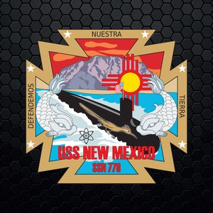 USS New Mexico (SSN-779) Attack Submarine - Patch Logo Decal Emblem Crest Insignia - Digital Svg Eps Vector Cricut File