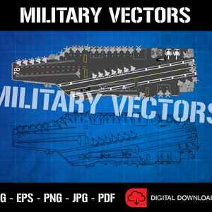 USS Gerald R. Ford CVN-78 Aircraft Carrier Line Drawing Blueprint Outline Silhouette - Digital Vector Cricut Cut File .svg .eps .png
