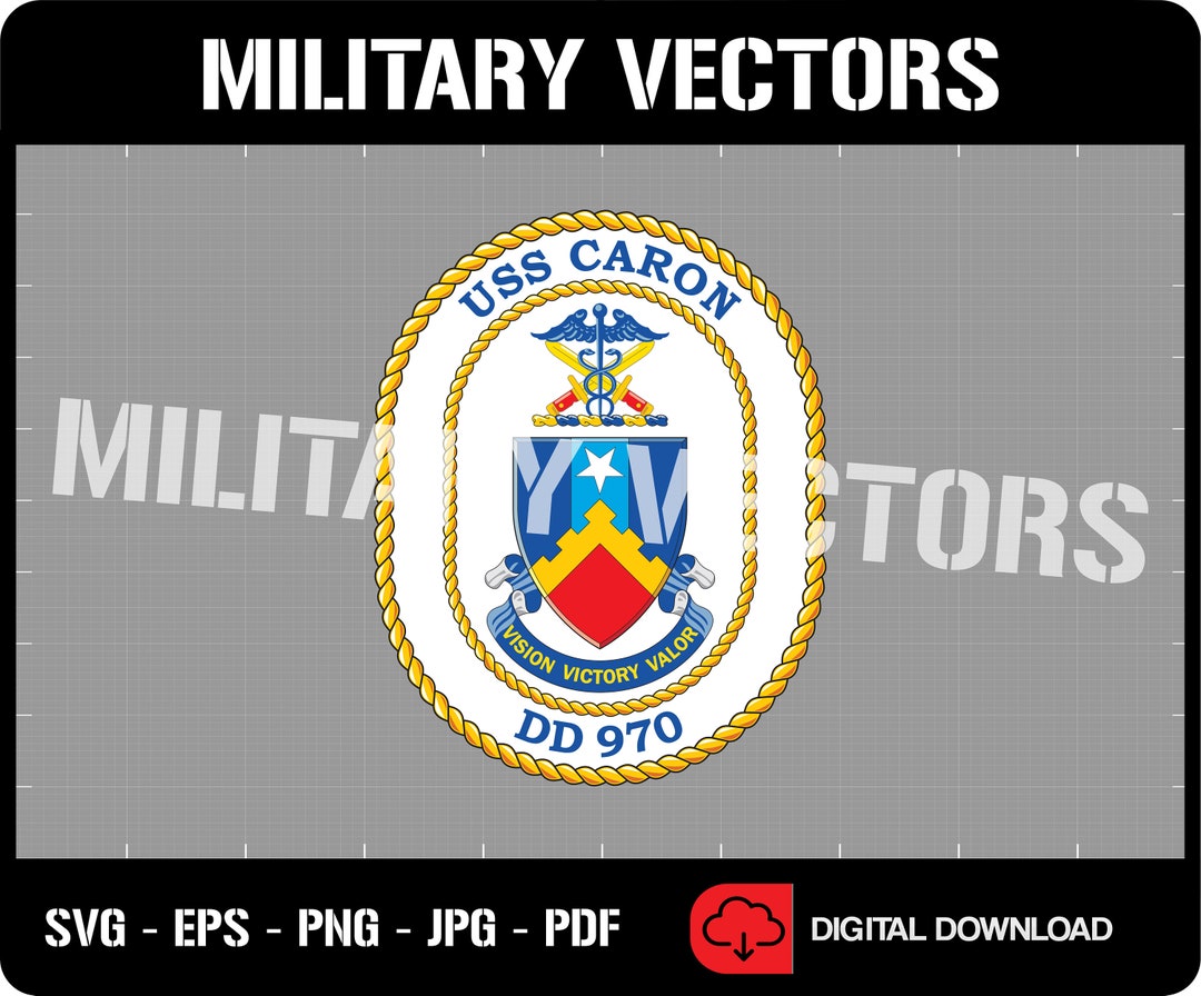 USS Caron DD-970 US Navy Destroyer - Patch Logo Decal Emblem Crest ...