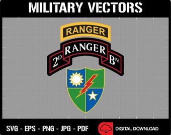 2nd Ranger Battalion - U.S. Army Rangers - RLTW - Patch Logo Decal Emblem Crest Insignia Badge Tab - Digital SVG Vector Cricut File