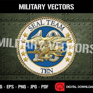 U.S. Navy SEAL Team 10 - Naval Special Warfare Command (NSWC) - Patch Pin Logo Decal Emblem Crest Insignia - Digital SVG Vector Cricut File