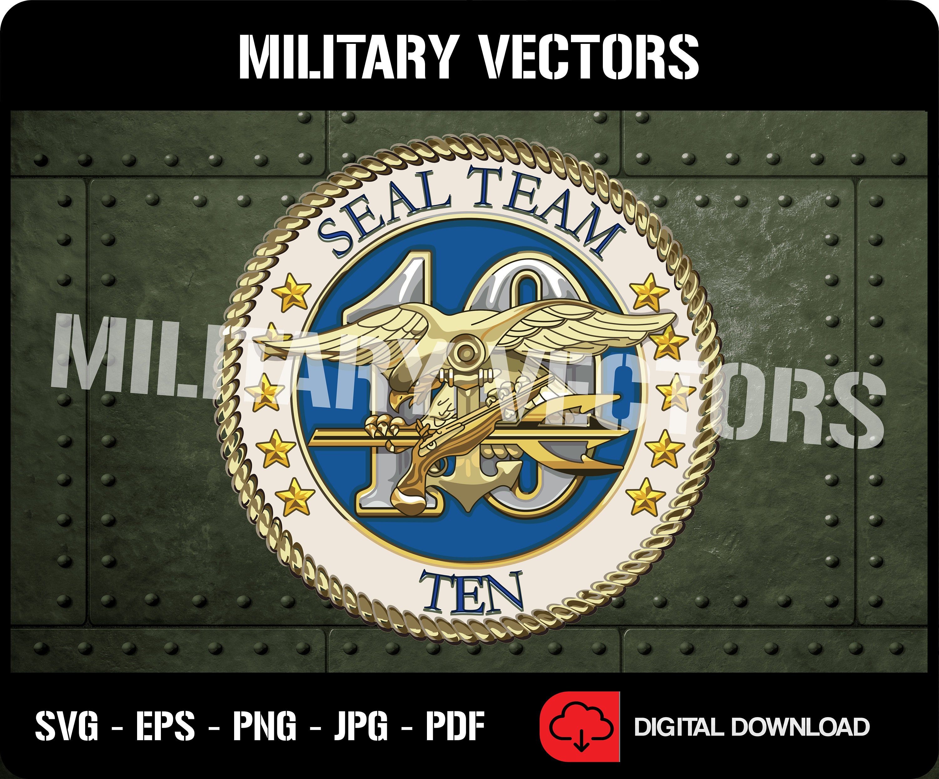 U.S. Navy SEAL Team 10 Naval Special Warfare Command NSWC Insigne demblème  de décalcomanie de lemblème de lemblème de lépingle de patch Fichier  numérique SVG Vector Cricut -  France