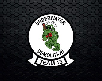アメリカ海軍水中破壊チーム 13 (UDT-13) - パッチ ロゴ デカール エンブレム 紋章 記章 - デジタル SVG ベクター Cricut ファイル