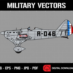 Dewoitine D.500 Militaire Vliegtuigen Lijn Tekening Blauwdruk Outline Silhouette - Digitale Vector Cricut Cut File .svg .eps .png