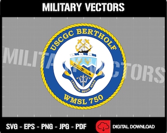 USCGC Bertholf (WMSL-750) - U.S. Coast Guard Cutter Ship - Patch Pin Logo Decal Emblem Crest Insignia - Digital SVG Vector Cricut File