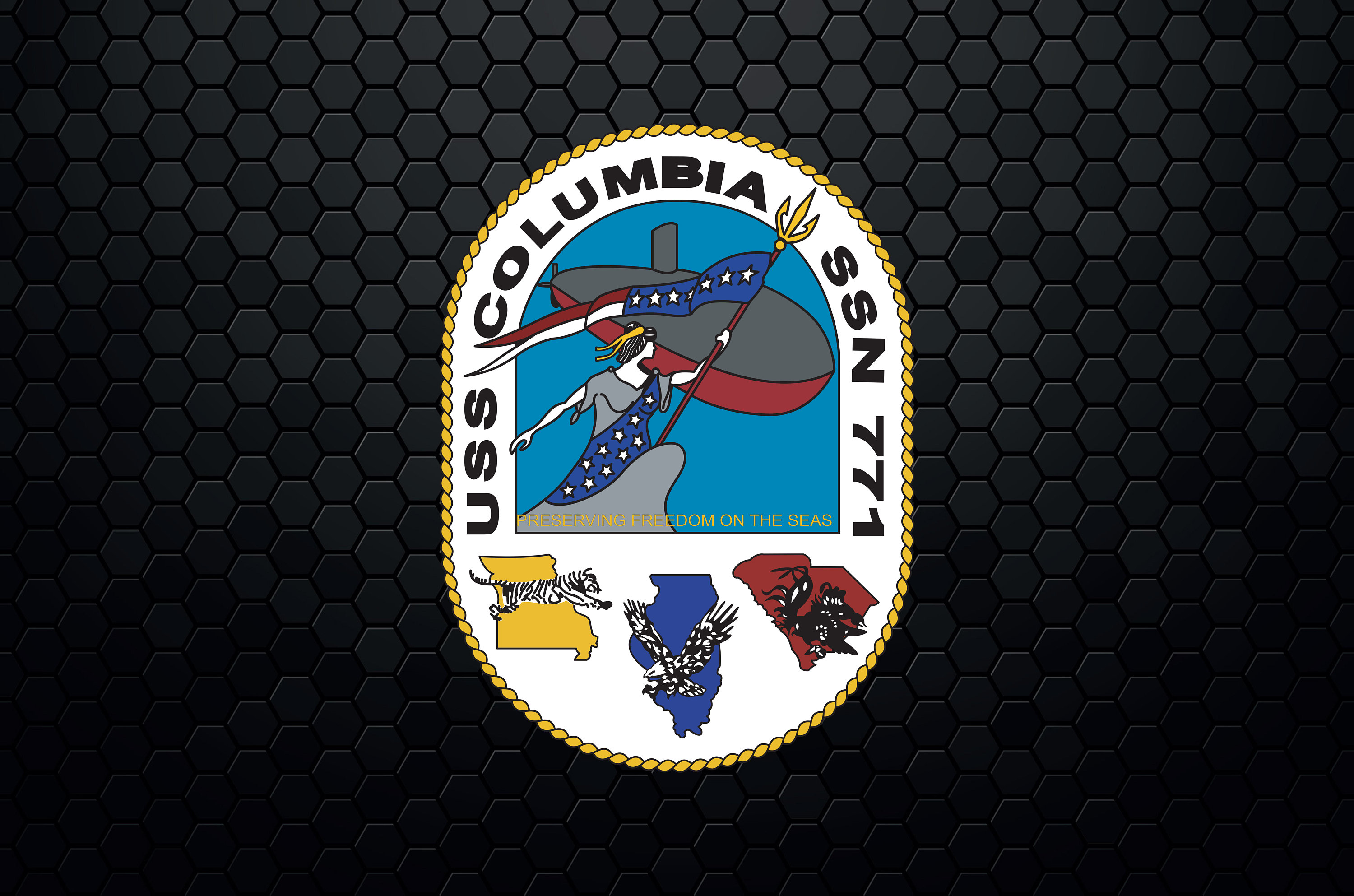 USS Columbia (SSN-771) Attack Submarine - Patch Logo Decal Emblem