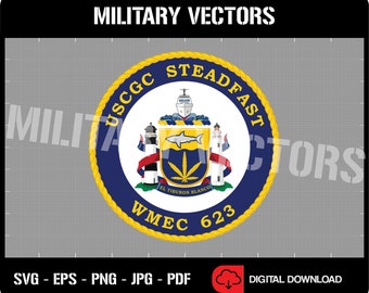 USCGC Steadfast (WMEC-623) - Buque de corte de la Guardia Costera de los Estados Unidos - Insignia de la cresta del emblema del logotipo del pin de parche - Archivo digital SVG Vector Cricut
