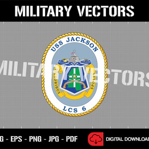 USS Jackson LCS-6 - Remendo do navio de combate do litoral da Marinha dos EUA Logo Decal Emblem Crest Insignia - Digital SVG Eps Cricut Vector Cut File